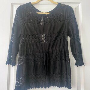 Free People Black Lace Blouse